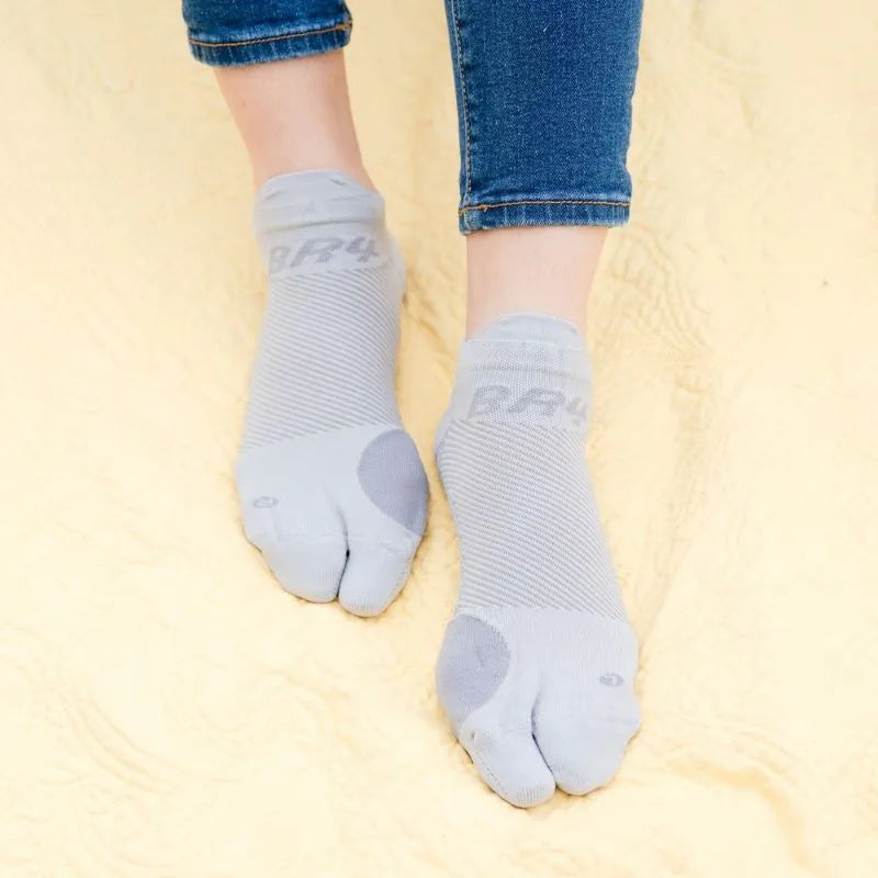 Close-up image of the grey OrthoSleeve Bunion Relief Socks