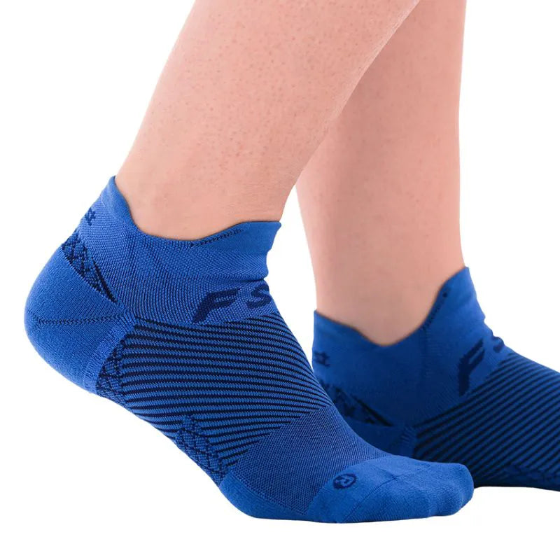 OrthoSleeve blue plantar fasciitis no show socks on feet