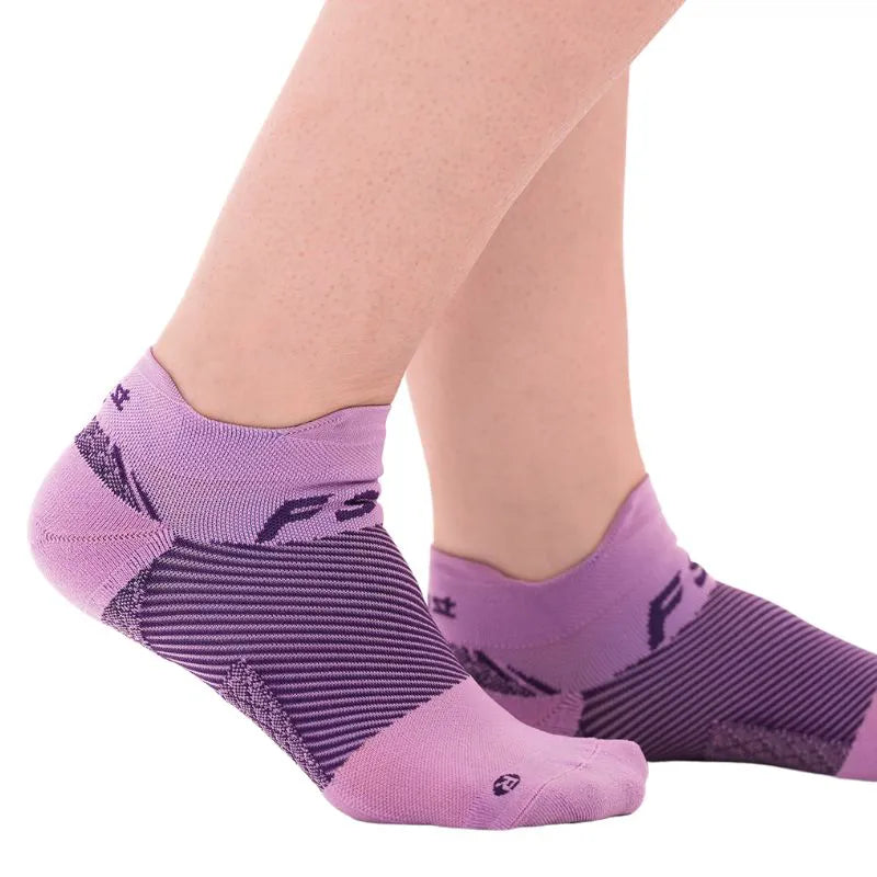 OrthoSleeve lavender no show plantar fasciitis socks on feet